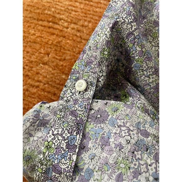 TALBOTS Cotton Bottom Down Long Sleeve lilac Shirt L - Picture 4 of 8